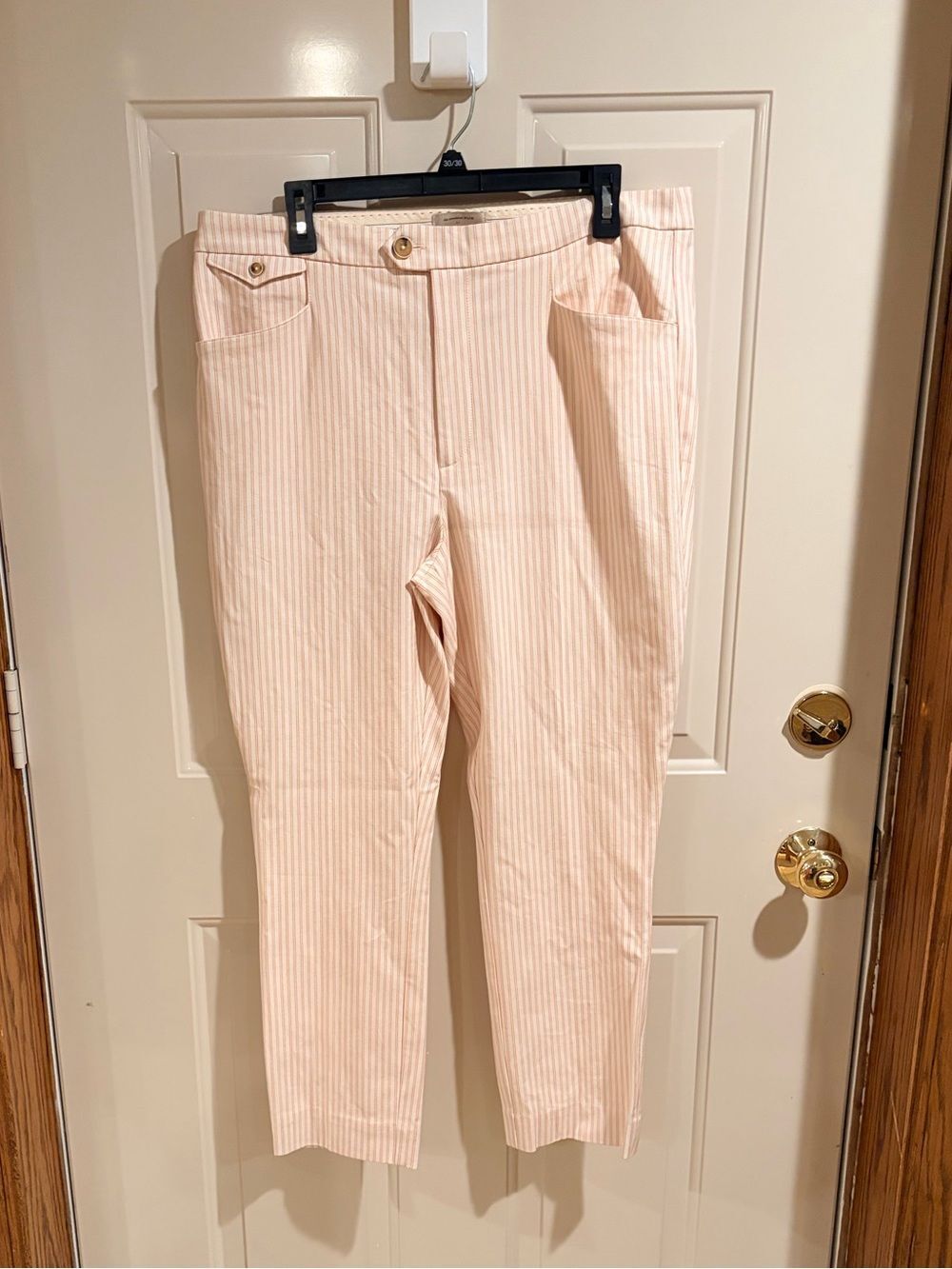 Anthropologie Essential Slim Pink Stripe Ankle Pants | Size 14